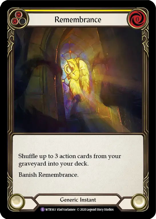 Remembrance YELLOW U-WTR163-RF - Welcome to Rathe - Unlimited - Flesh and blood card