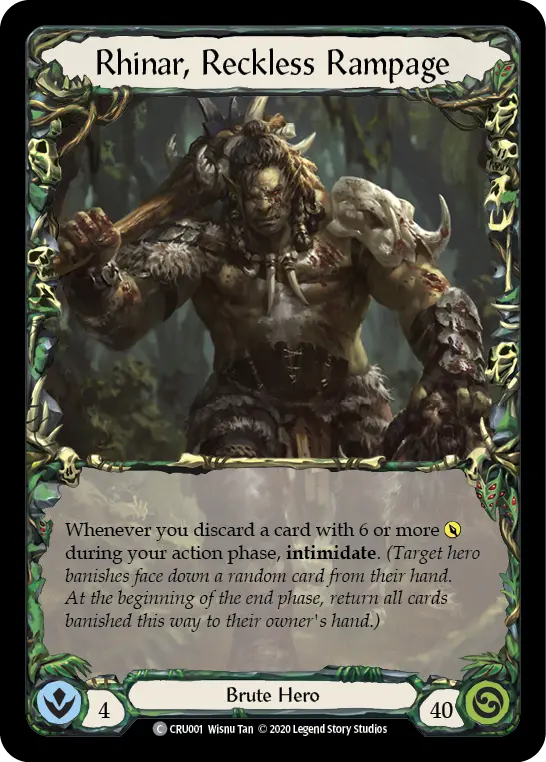 Rhinar, Reckless Rampage CRU001 - Crucible of War - Flesh and blood card