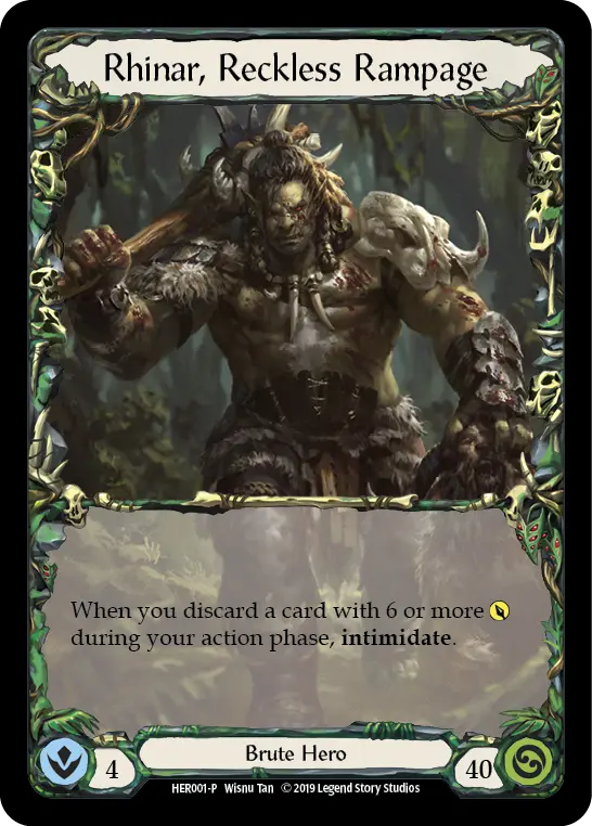 Rhinar, Reckless Rampage HER001-CF - Premier Organized Play - Welcome to Rathe - Flesh and blood card