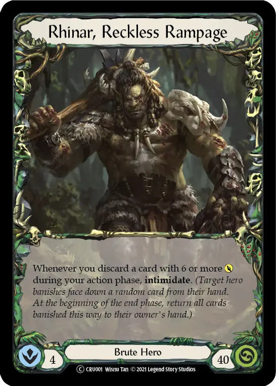 Rhinar, Reckless Rampage U-CRU001 - Crucible of War - Unlimited - Flesh and blood card