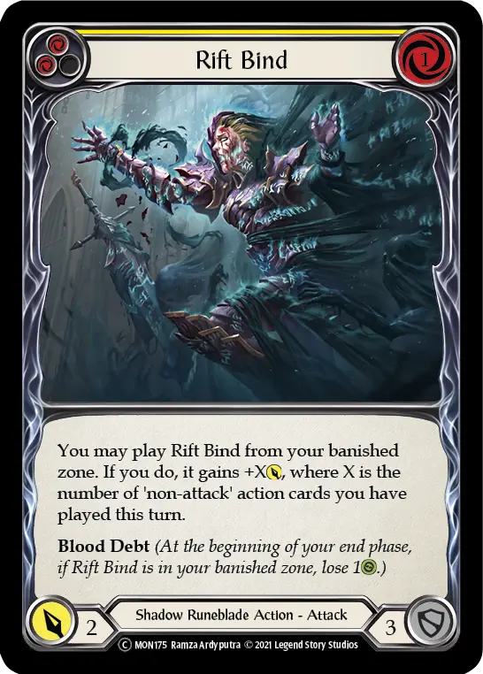 Rift Bind YELLOW U-MON175-RF - Monarch - Unlimited - Flesh and blood card