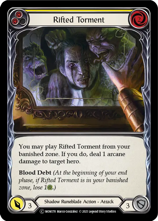 Rifted Torment YELLOW U-MON178-RF - Monarch - Unlimited - Flesh and blood card
