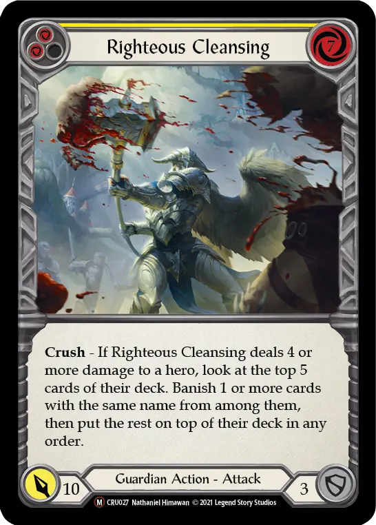 Righteous Cleansing YELLOW U-CRU027-RF - Crucible of War - Unlimited - Flesh and blood card