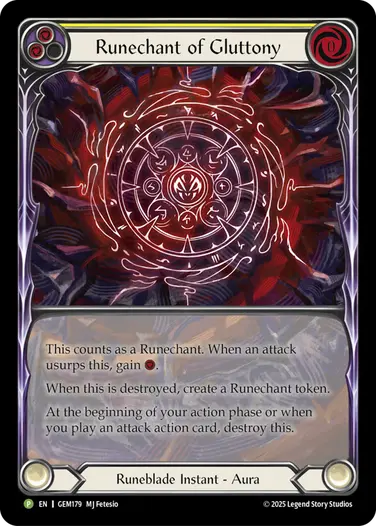Runechant of Gluttony GEM179-RF - GEM - Pack 5 - Flesh and blood card