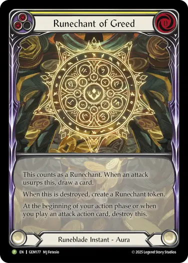 Runechant of Greed GEM177-RF - GEM - Pack 5 - Flesh and blood card