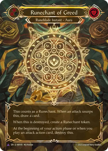 Runechant of Greed IAR145-MV - Omens of the Third Age - Flesh and blood card
