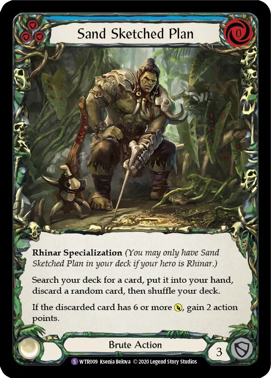 Sand Sketched Plan BLUE U-WTR009-RF - Welcome to Rathe - Unlimited - Flesh and blood card