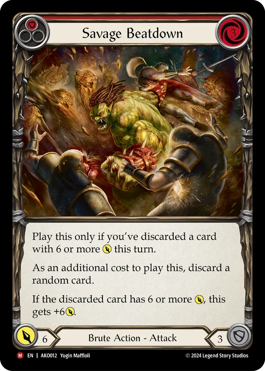 Savage Beatdown RED AKO012 - Armory Deck - Kayo, Armed and Dangerous - Flesh and blood card