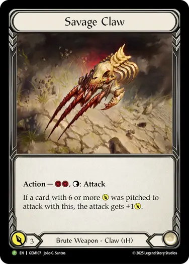Savage Claw GEM107-CF - GEM - Pack 4 - Flesh and blood card