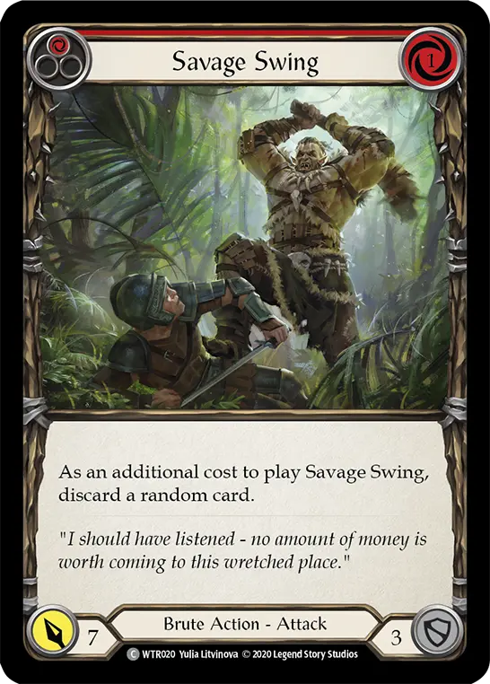 Savage Swing RED R-WTR020 - Welcome to Rathe - Unlimited Revised - Flesh and blood card