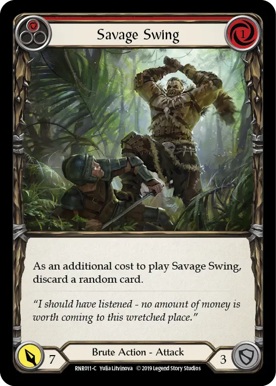 Savage Swing RED RNR011 - Rhinar, Reckless Rampage - Hero Deck - Flesh and blood card