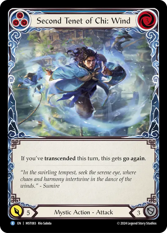 Second Tenet of Chi: Wind BLUE MST083 - Part the Mistveil - Flesh and blood card