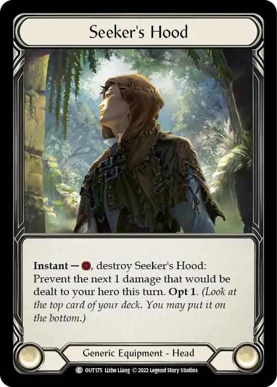 Seeker's Hood OUT175 - Outsiders - Flesh and blood card