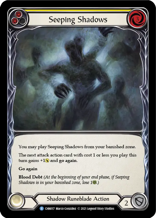 Seeping Shadows YELLOW CHN017 - Chane - Blitz Deck - Flesh and blood card