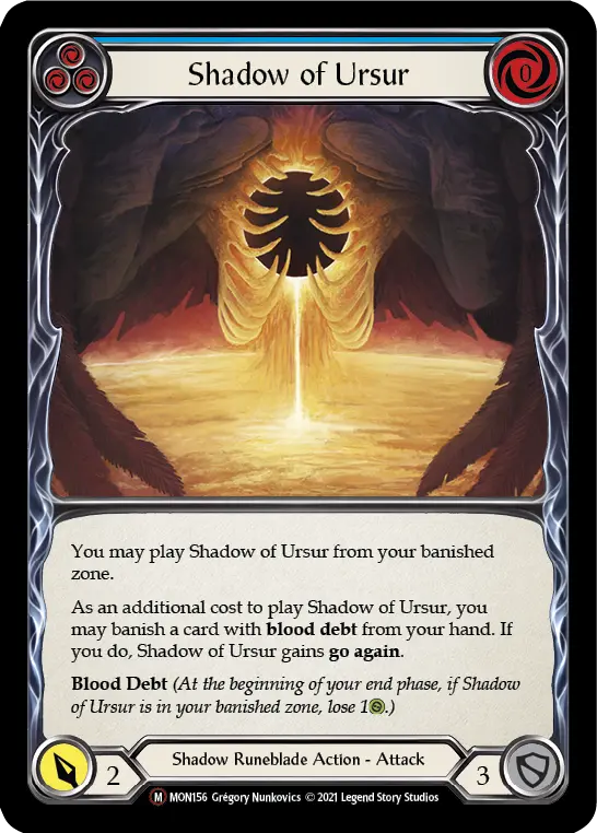Shadow of Ursur BLUE U-MON156-RF - Monarch - Unlimited - Flesh and blood card