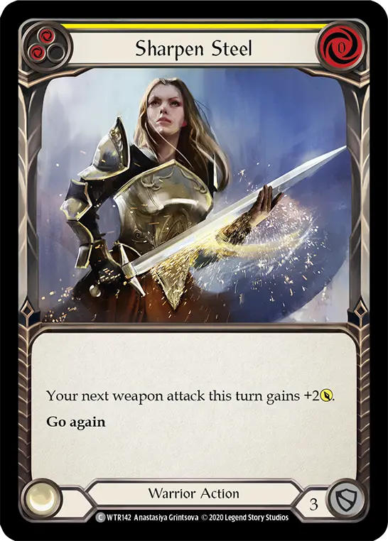 Sharpen Steel YELLOW R-WTR142 - Welcome to Rathe - Unlimited Revised - Flesh and blood card