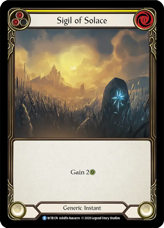 Sigil of Solace YELLOW R-WTR174 - Welcome to Rathe - Unlimited Revised - Flesh and blood card