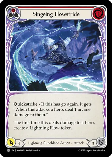 Singeing Flowstride OMN071 - Omens of the Third Age - Flesh and blood card