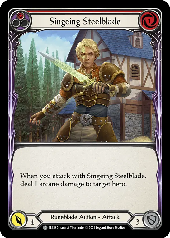 Singeing Steelblade RED ELE230 - Tales of Aria - Flesh and blood card