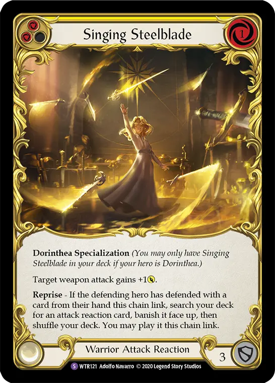 Singing Steelblade YELLOW R-WTR121 - Welcome to Rathe - Unlimited Revised - Flesh and blood card