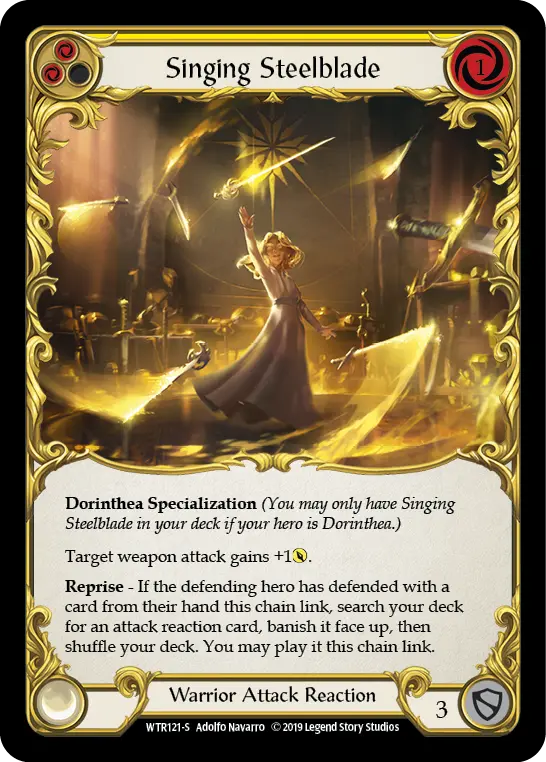 Singing Steelblade YELLOW WTR121 - Welcome to Rathe - Flesh and blood card