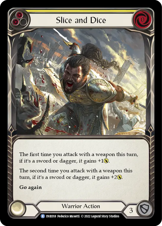 Slice and Dice YELLOW DVR018 - Classic Battles: Rhinar vs Dorinthea - Flesh and blood card