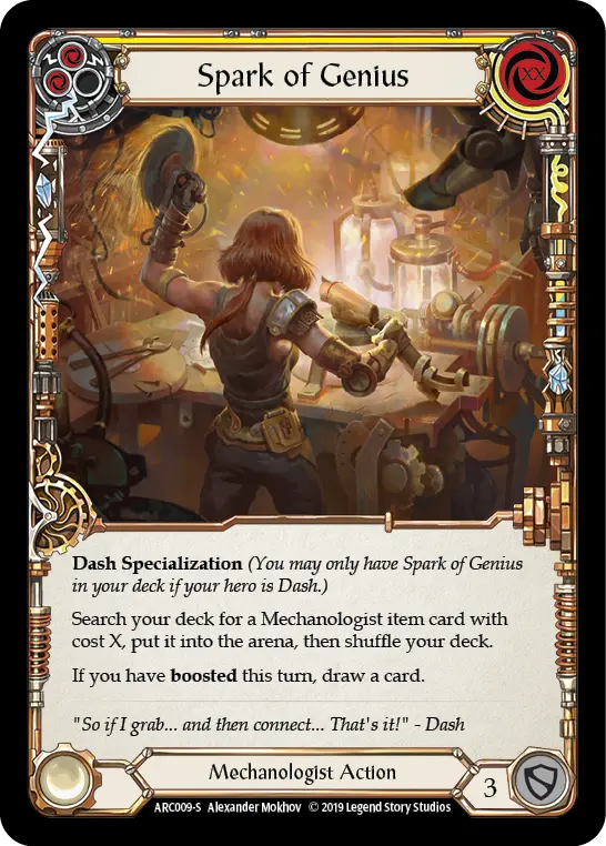 Spark of Genius YELLOW ARC009 - Arcane Rising - Flesh and blood card