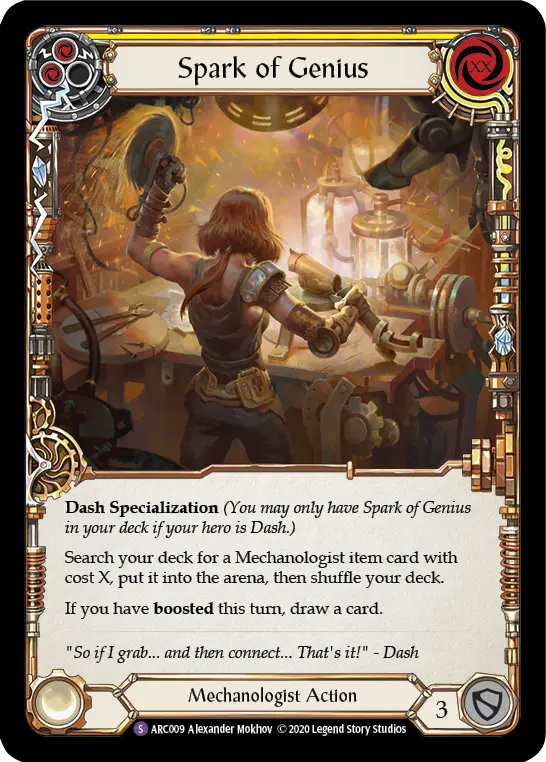 Spark of Genius YELLOW U-ARC009-RF - Arcane Rising - Unlimited - Flesh and blood card