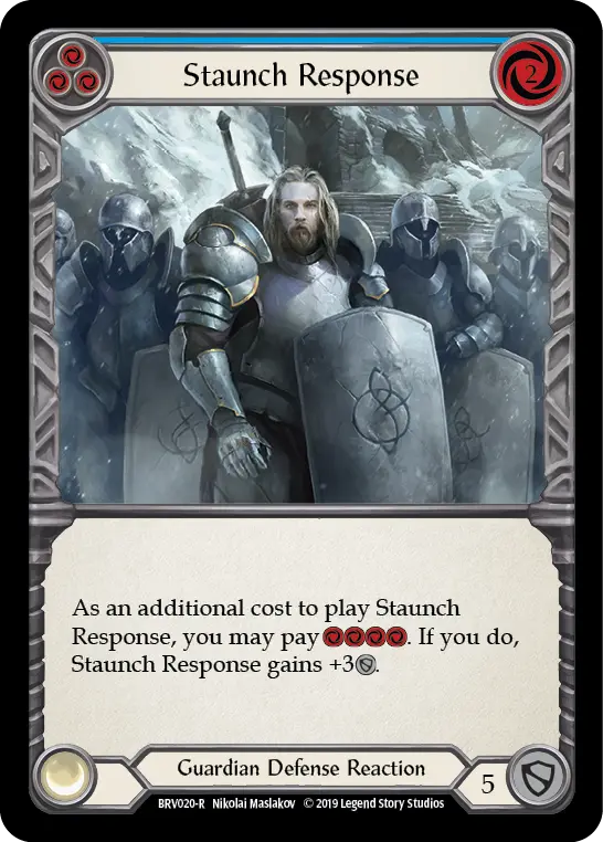 Staunch Response BLUE BVO020 - Bravo, Showstopper - Hero Deck - Flesh and blood card