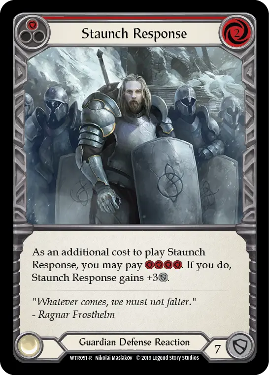 Staunch Response RED WTR051 - Welcome to Rathe - Flesh and blood card