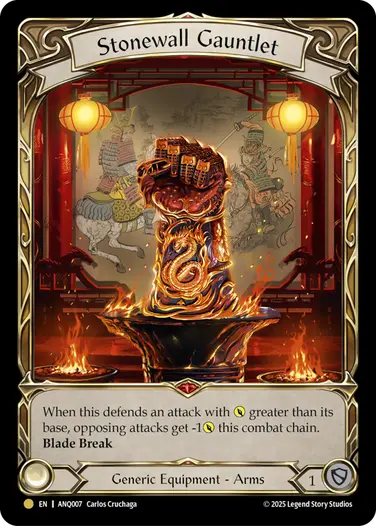 Stonewall Gauntlet ANQ007-RF - Compendium of Rathe - Antiquity Pack - Flesh and blood card