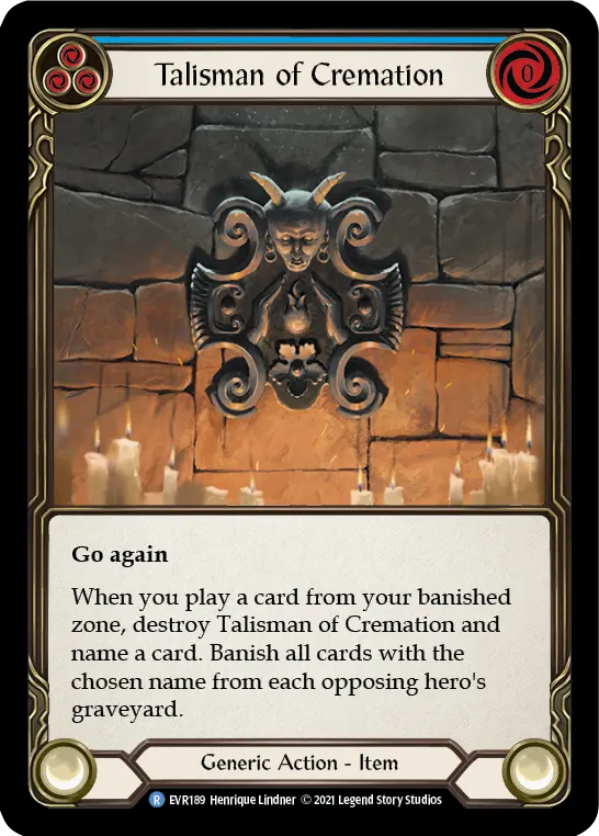 Talisman of Cremation BLUE EVR189 - Everfest - Flesh and blood card