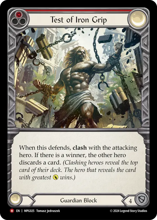Test of Iron Grip RED MPG025 - Mastery Pack Guardian - Flesh and blood card