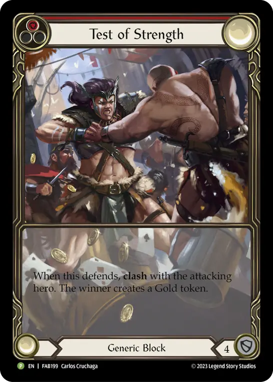 Test of Strength RED FAB199-RF - Marketing - TCG Player Heavy Hitters - Flesh and blood card