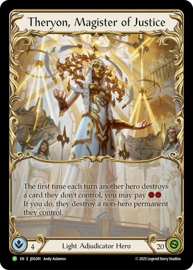 Theryon, Magister of Justice JDG081 - Judge Pack - Season 10 - Flesh and blood card