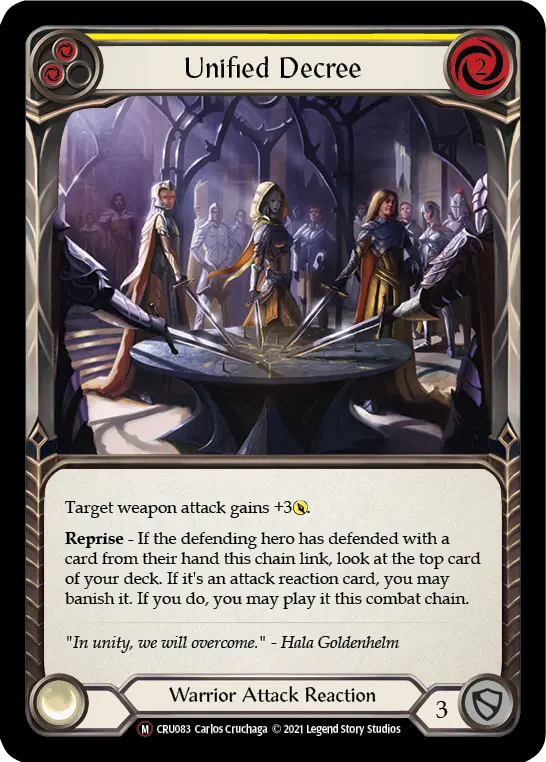 Unified Decree YELLOW U-CRU083-RF - Crucible of War - Unlimited - Flesh and blood card