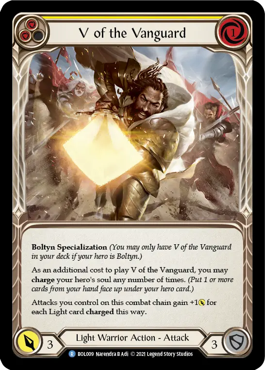 V of the Vanguard YELLOW BOL009 - Boltyn - Blitz Deck - Flesh and blood card