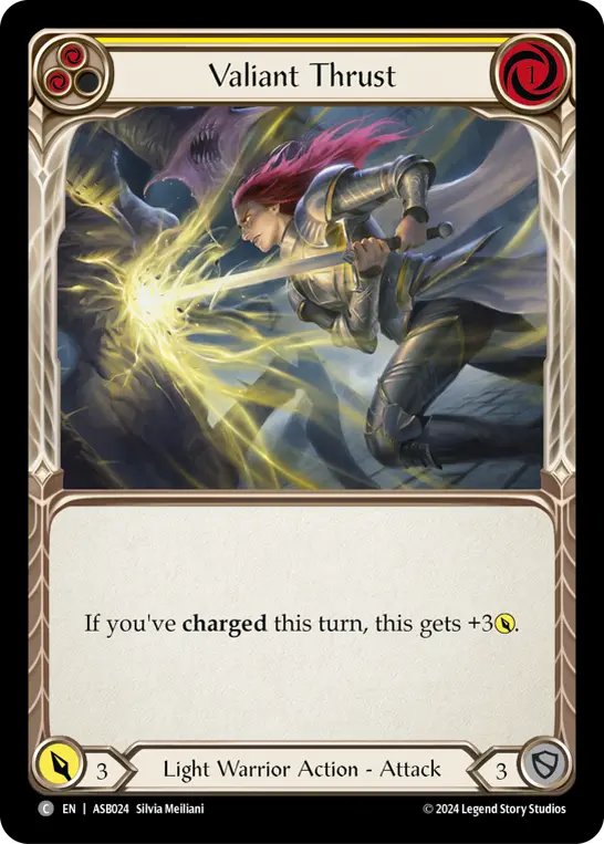 Valiant Thrust YELLOW ASB024 - Armory Deck - Ser Boltyn, Breaker of Dawn - Flesh and blood card