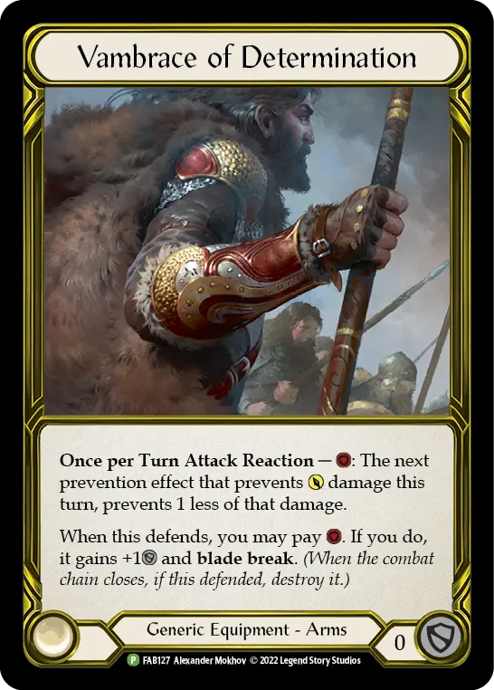 Vambrace of Determination FAB127-GF - Premier Organized Play - Outsiders - Flesh and blood card