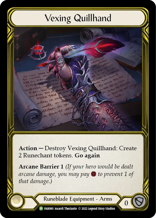 Vexing Quillhand FAB080-GF - Premier Organized Play - Everfest 2022 - Flesh and blood card
