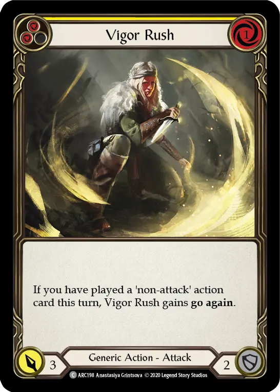 Vigor Rush YELLOW U-ARC198-RF - Arcane Rising - Unlimited - Flesh and blood card
