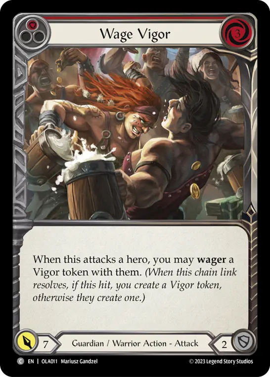 Wage Vigor RED OLA011 - Olympia - Heavy Hitters Blitz Deck - Flesh and blood card