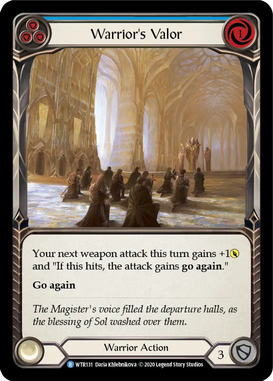 Warrior's Valor BLUE U-WTR131-RF - Welcome to Rathe - Unlimited - Flesh and blood card
