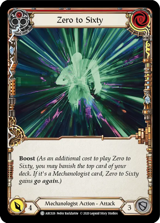 Zero to Sixty RED U-ARC026-RF - Arcane Rising - Unlimited - Flesh and blood card