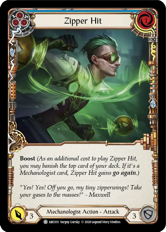 Zipper Hit BLUE U-ARC031-RF - Arcane Rising - Unlimited - Flesh and blood card