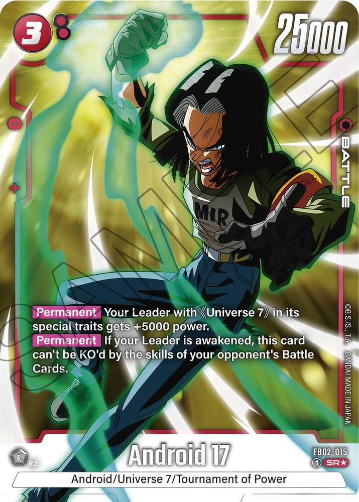 Android 17 Alternate Art FB02-015 Blazing Aura Fusion World card