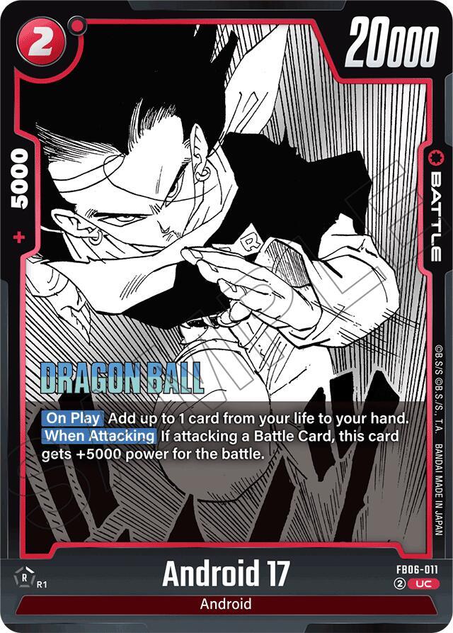 Android 17 Holofoil FB06-011 Manga Booster 01 Fusion World card