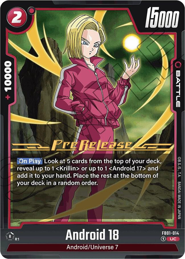 Android 18 FB01-014 Awakened Pulse Pre-Release Cards Fusion World card