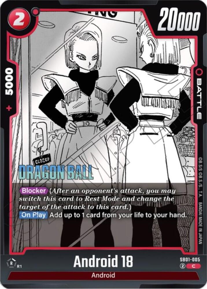 Android 18 Holofoil SB01-005 Manga Booster 01 Fusion World card