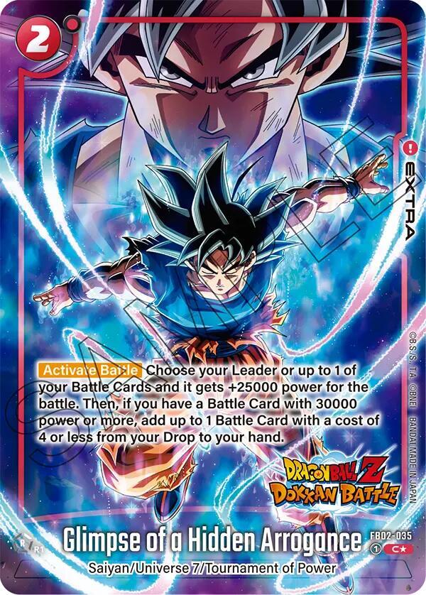 Glimpse of a Hidden Arrogance Dragon Ball Z Dokkan Battle Alternate Art FB02-035 Blazing Aura Alternate Art Reprints Fusion World card